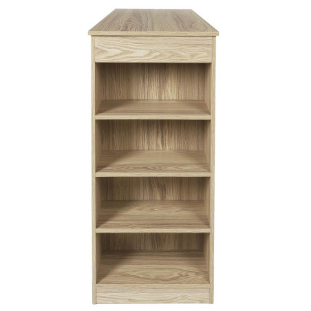 Table de bar mange-debout avec étagères aspect bois - KANIO