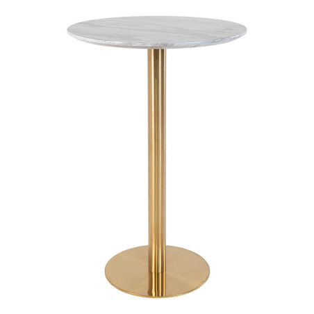 Table haute Ø70cm aspect marbré et pied métal doré - TYRIO