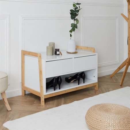 Meuble de rangement naturel et blanc - TARNGY