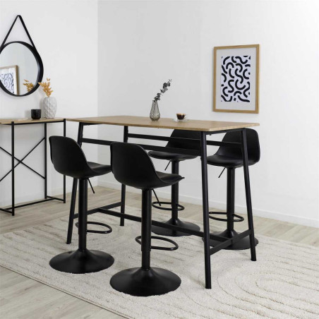 Table mange-debout plateau aspect bois structure métallique - DARON