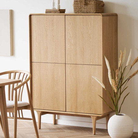 Meuble de rangement 2 portes en chêne massif et placage chêne - GARANCOR