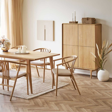 Meuble de rangement 2 portes en chêne massif et placage chêne - GARANCOR