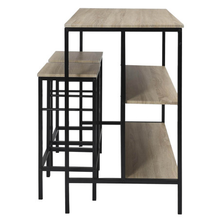 Table îlot avec tabourets en MDF et pieds métal noir - MAXIMA