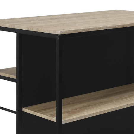 Table îlot avec tabourets en MDF et pieds métal noir - MAXIMA