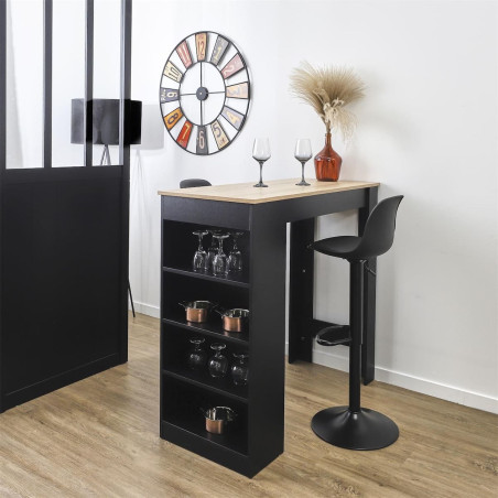 Table de Bar Mange-Debout avec Etagères - KANIO