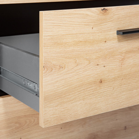 Etagère 3 niches 3 tiroirs gris et effet bois - OCTIO