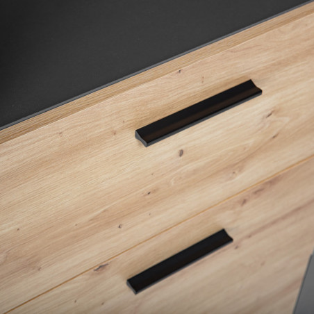 Etagère 3 niches 3 tiroirs gris et effet bois - OCTIO