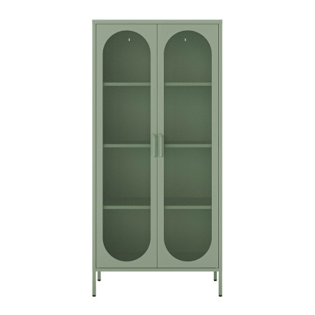 Meuble Haut 2 Portes Ajourées Métal Vert Menthe - OLIRA