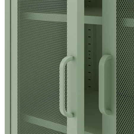 Meuble Haut 2 Portes Ajourées Métal Vert Menthe - OLIRA