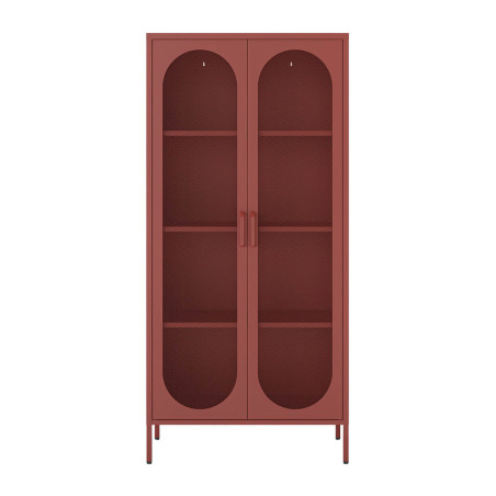 Meuble haut 2 portes ajourées en métal terracotta - OLIRA