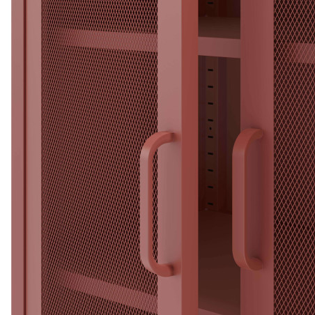 Meuble haut 2 portes ajourées en métal terracotta - OLIRA