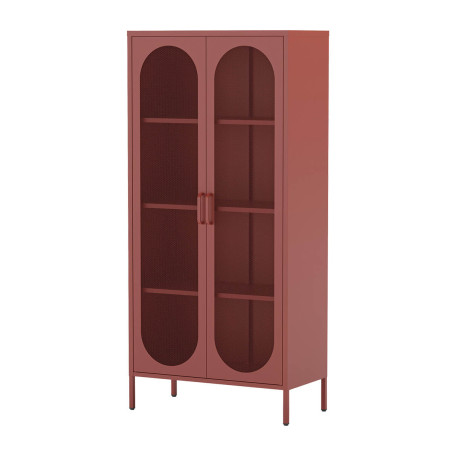 Meuble haut 2 portes ajourées en métal terracotta - OLIRA