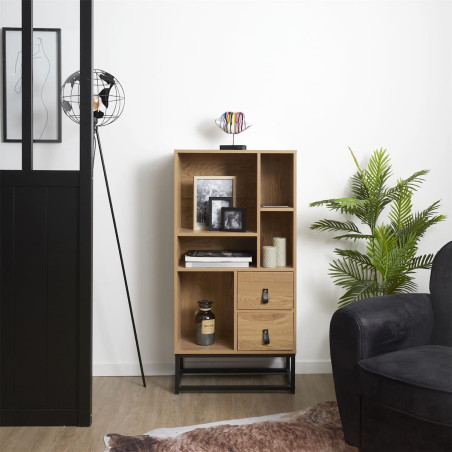 Bibliothèque aspect bois et pieds métal - ARION