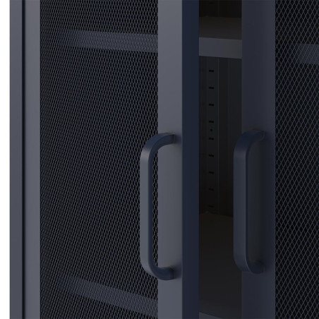 Meuble Haut 2 Portes Ajourées en Métal Bleu Foncé - OLIRA