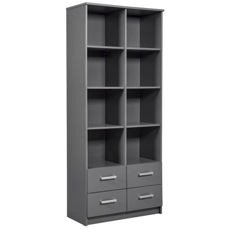 Etagère 8 Niches 4 Tiroirs Coloris Gris Graphite - ZEINO