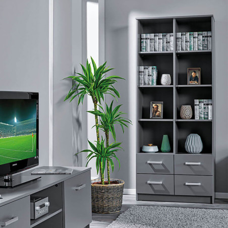 Etagère 8 Niches 4 Tiroirs Coloris Gris Graphite - ZEINO