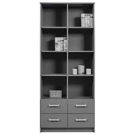 Etagère 8 Niches 4 Tiroirs Coloris Gris Graphite - ZEINO