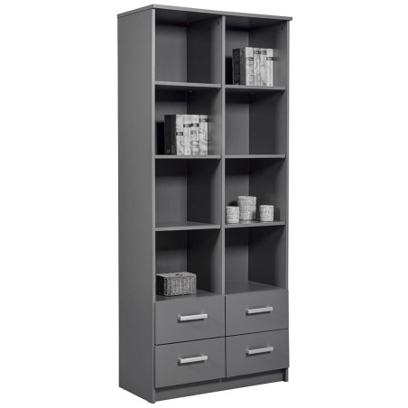 Etagère 8 Niches 4 Tiroirs Coloris Gris Graphite - ZEINO