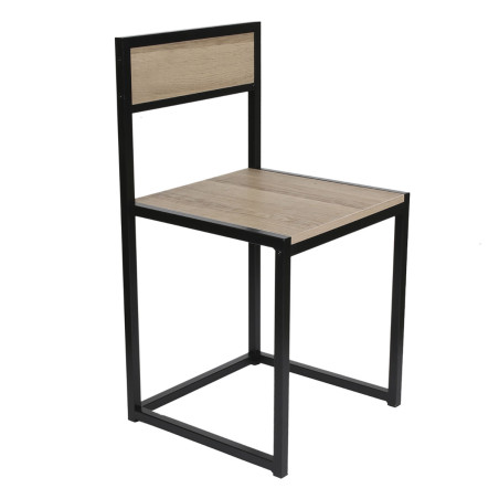 Ensemble table et 2 chaises métal aspect bois - OTAVIA