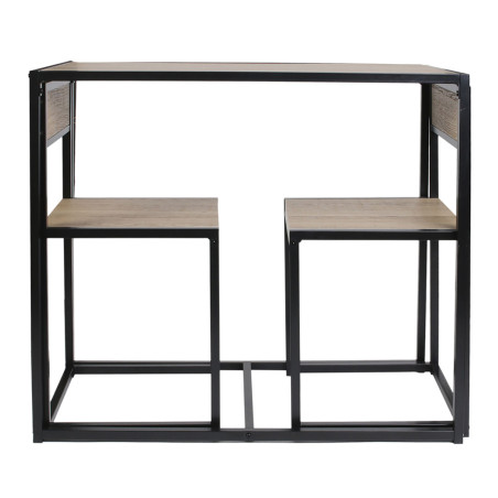 Ensemble table et 2 chaises métal aspect bois - OTAVIA