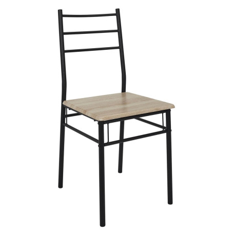Ensemble repas 4 personnes table et chaises MDF pieds métal noir - FAUSTA