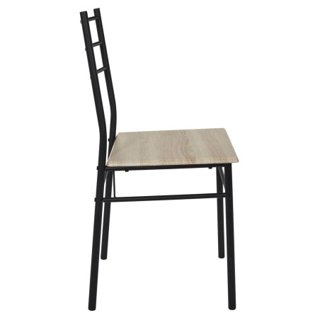 Ensemble repas 4 personnes table et chaises MDF pieds métal noir - FAUSTA