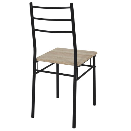 Ensemble repas 4 personnes table et chaises MDF pieds métal noir - FAUSTA