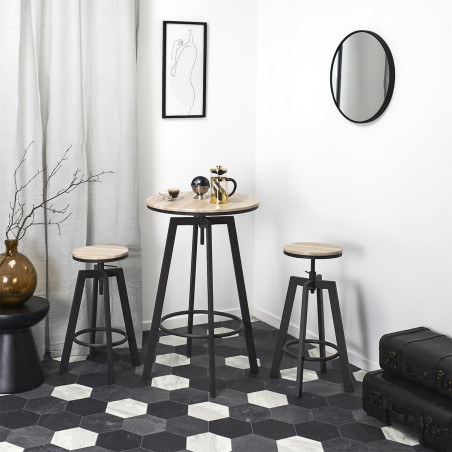 Ensemble table mange-debout et 2 tabourets réglables - STARO