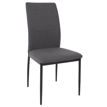 Ensemble table MDF et 4 chaises tissu gris pieds métal noir - SERGIA