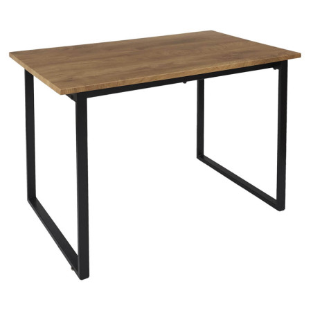 Ensemble table MDF et 4 chaises tissu gris pieds métal noir - SERGIA