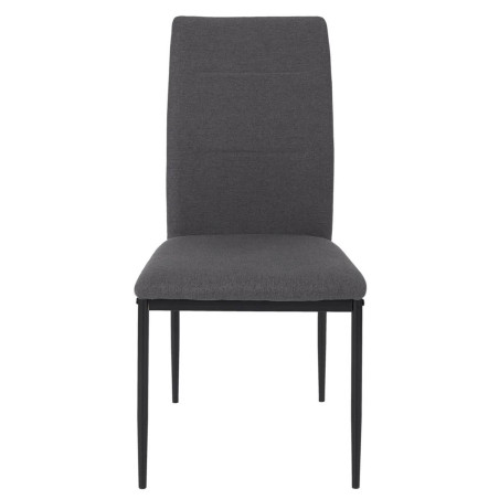 Ensemble table MDF et 4 chaises tissu gris pieds métal noir - SERGIA