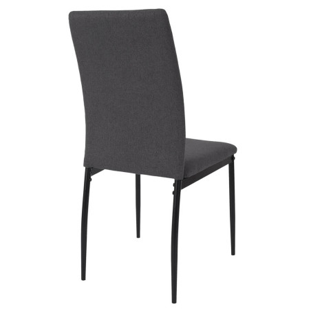 Ensemble table MDF et 4 chaises tissu gris pieds métal noir - SERGIA