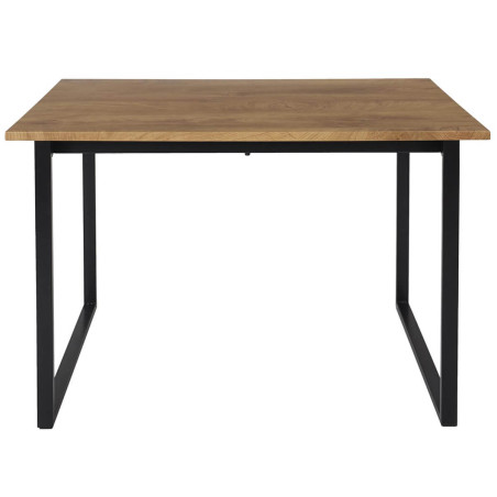 Ensemble table MDF et 4 chaises tissu gris pieds métal noir - SERGIA