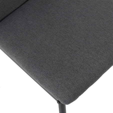 Ensemble table MDF et 4 chaises tissu gris pieds métal noir - SERGIA