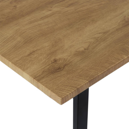 Ensemble table MDF et 4 chaises tissu gris pieds métal noir - SERGIA