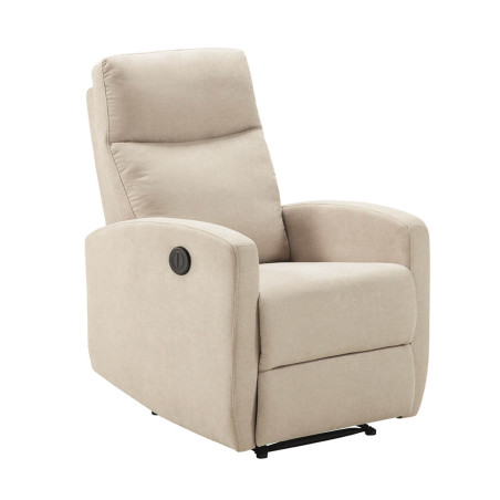 Fauteuil relax électrique tissu ivoire - LERIA
