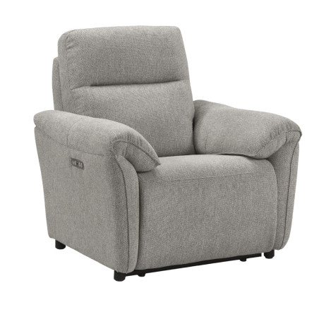 Fauteuil relax électrique tissu gris chiné - MAZIRA