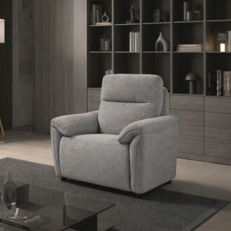 Fauteuil relax électrique tissu gris chiné - MAZIRA
