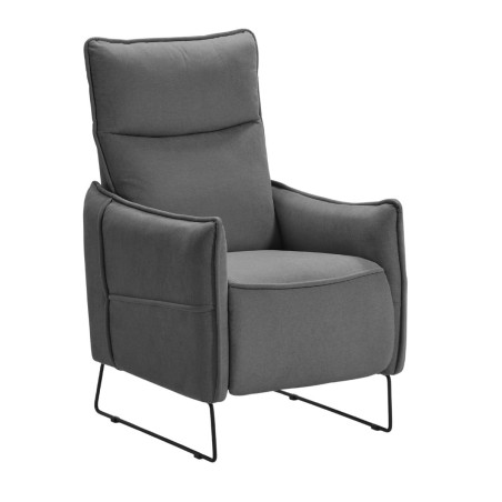Fauteuil relax design tissu gris foncé piètement métal luge - HASSANOR