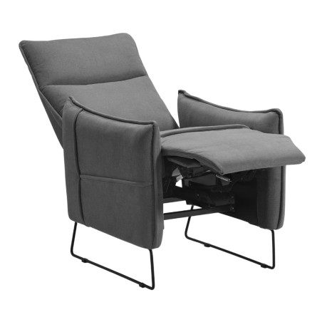 Fauteuil relax design tissu gris foncé piètement métal luge - HASSANOR