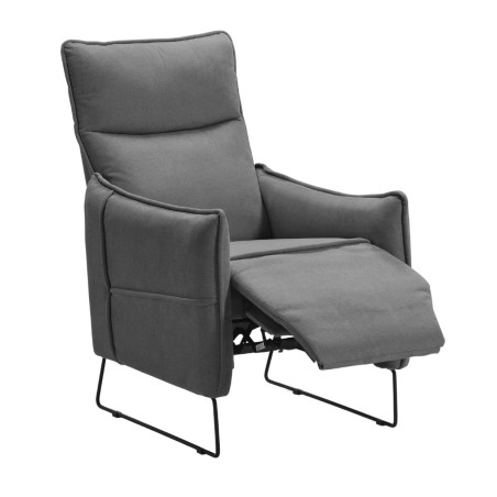 Fauteuil relax design tissu gris foncé piètement métal luge - HASSANOR