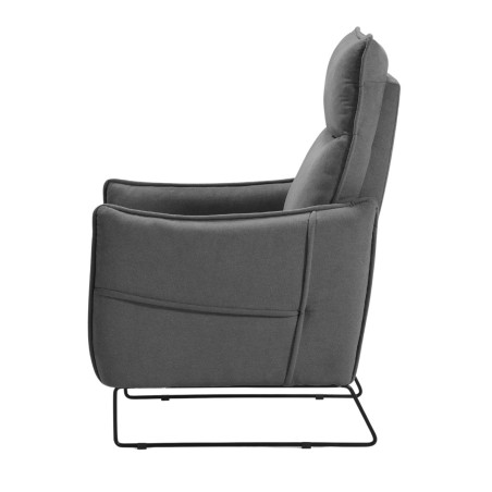 Fauteuil relax design tissu gris foncé piètement métal luge - HASSANOR