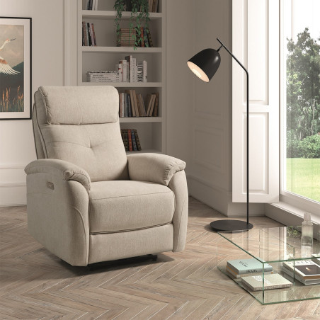 Fauteuil électrique tissu polyester beige - SARAGA