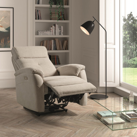Fauteuil électrique tissu polyester beige - SARAGA