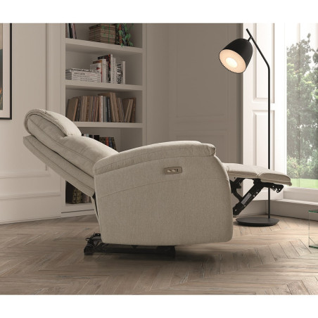 Fauteuil électrique tissu polyester beige - SARAGA