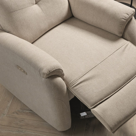 Fauteuil électrique tissu polyester beige - SARAGA