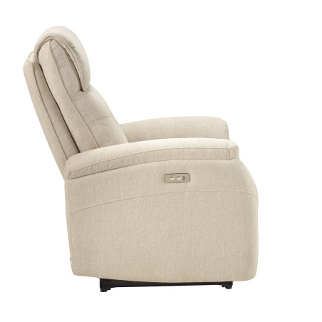 Fauteuil électrique tissu polyester beige - SARAGA