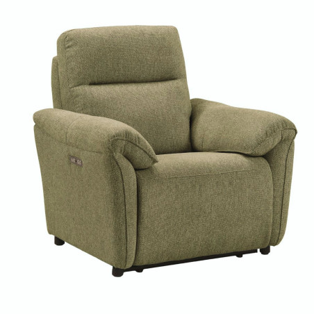 Fauteuil relax électrique tissu vert chiné - MAZIRA