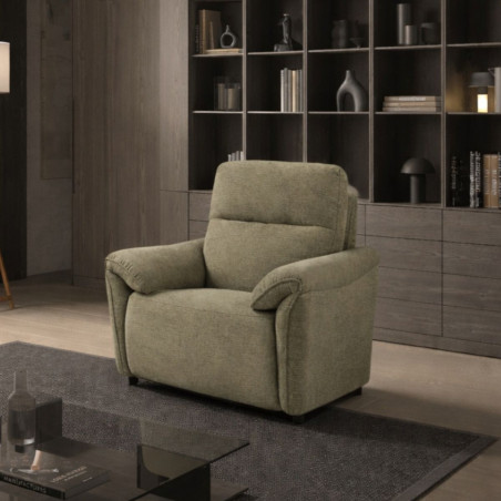 Fauteuil relax électrique tissu vert chiné - MAZIRA