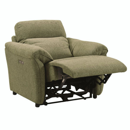 Fauteuil relax électrique tissu vert chiné - MAZIRA